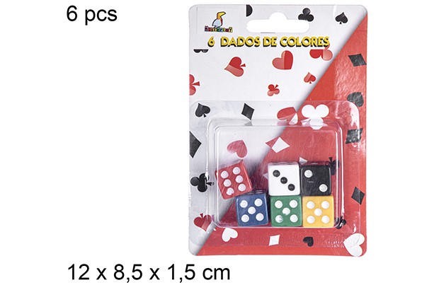 Pack 6 dés de couleur