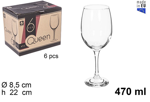 Cálice de vidro para vinho Queen 470 ml