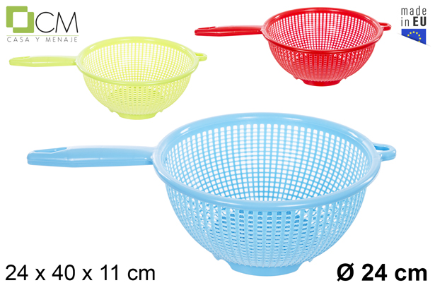 [111585] Escurreverduras plástico con mango colores surtidos 24 cm