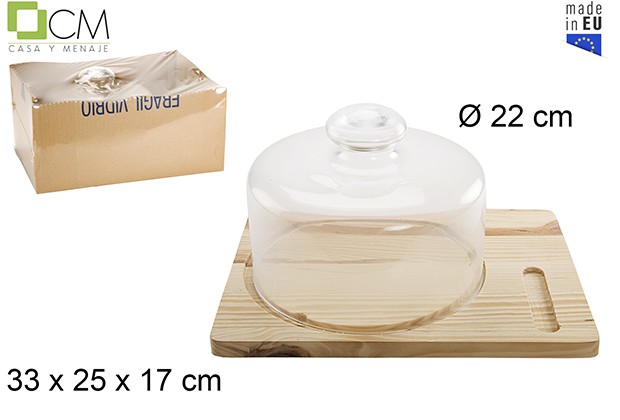 Cobertura de queijo de vidro grande 22 cm