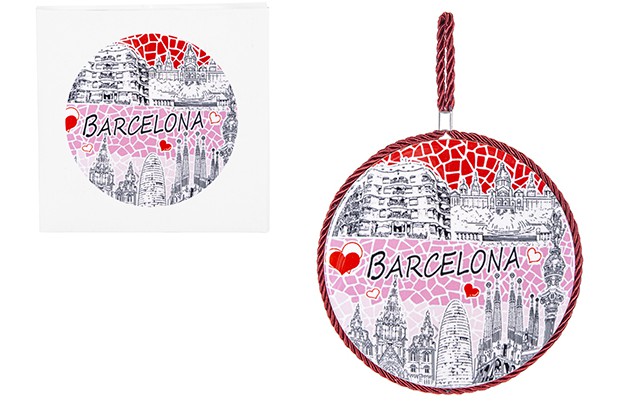 [205936] Dessous de plat rond Trencadís rouge Barcelone