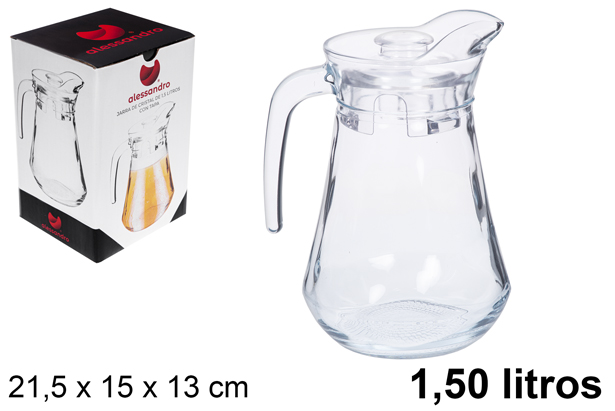 Jarra cristal con tapa 1,5 litros