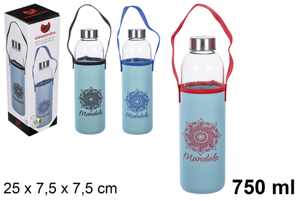 Bottiglia in vetro con coperchio in neoprene 750 ml