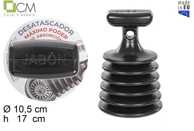 Desatascador potente fuelle manual negro (pastilla de jabón)