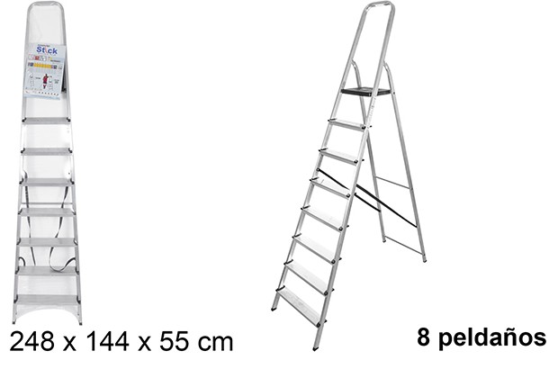 Escalera aluminio 8 peldaños con plataforma