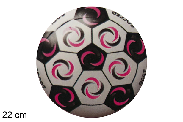 [111558] Pallina di plastica decorata con cerchio fucsia, 22 cm