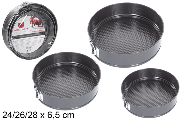 Pack 3 moules ronds inox amovibles 24/26/28 cm