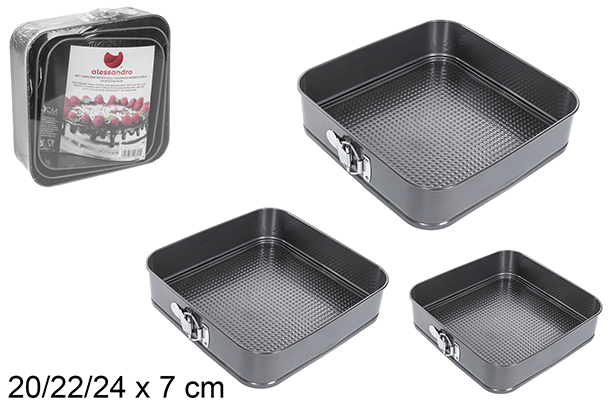 [110601] Pack 3 removable square stainless steel molds 20/22/24 cm