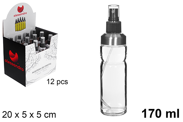 [110796] Frasco de óleo redondo de vidro Milan com tampa spray 170 ml