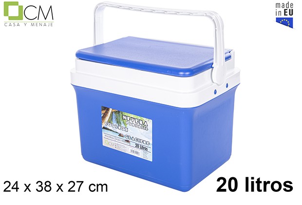 Nevera azul tapa plana 20 l.