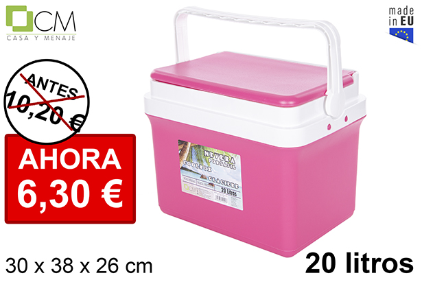 Nevera rosa tapa plana 20 l.
