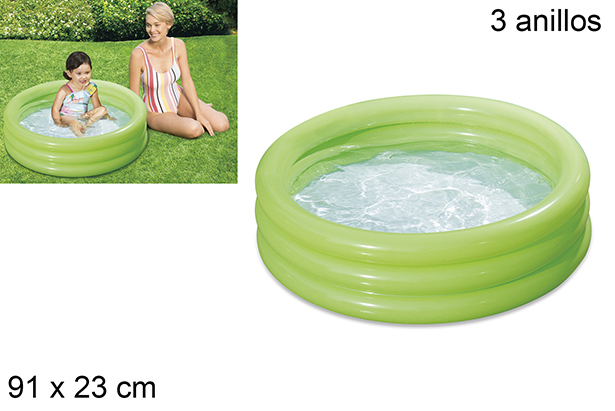 Piscina hinchable 3 anillos verde 91 cm