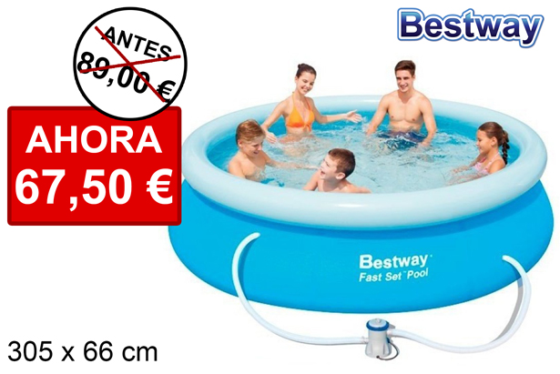 Piscina redonda aro hinchable con bomba de filtro 305x66 cm