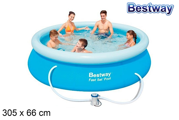 [206173] Round inflatable ring pool with filter pump 305x66 cm