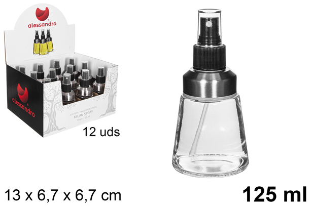 Aceitera redonda Milán con tapón pulverizador 125 ml
