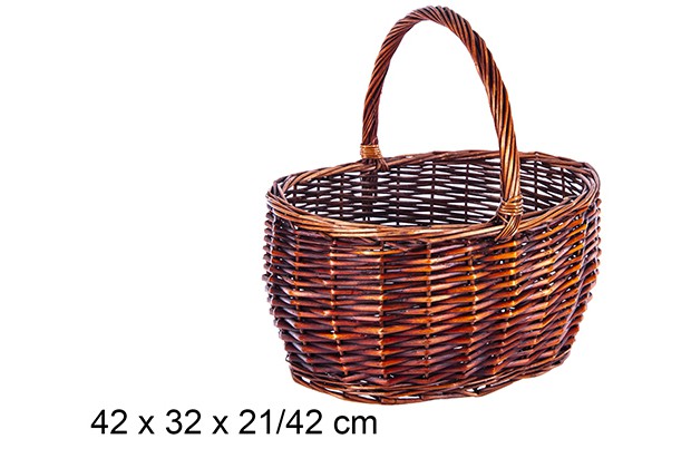 Cesto in vimini ovale in mogano 42x32x21/42 cm
