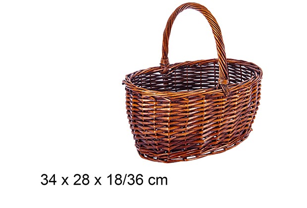 Cesto oval em vime em mogno 34x28x18/36 cm