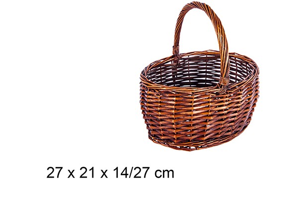 Cesto oval em vime em mogno 27x21x14/27 cm