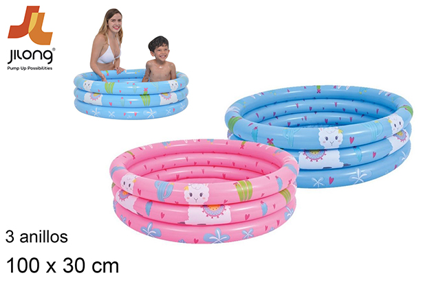 Piscina inflável de 3 anéis cores sortidas decorada 100 cm
