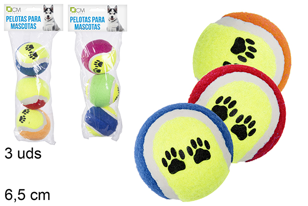 Pack 3 palle per animale domentici 6,5 cm