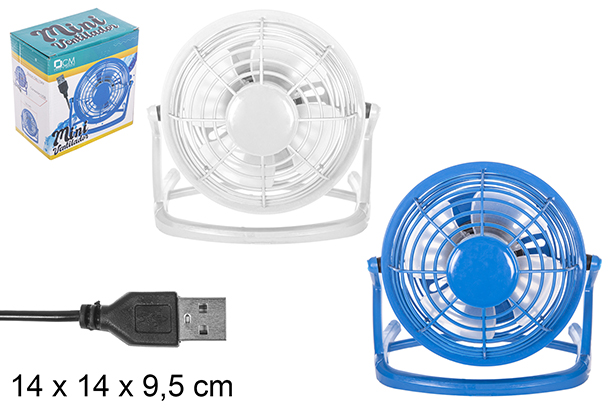 Mini ventilador USB colores surtidos 14 cm