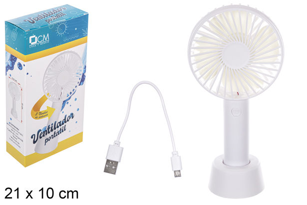 Ventilateur manuel USB couleur 21x10 cm
