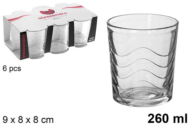 Pack 6 vasos cristal agua Bali 260 ml