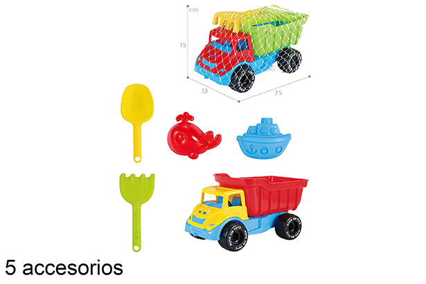 [112280] Camion de plage coloré 5 accessoires