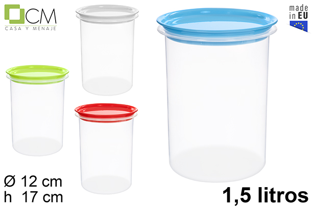 [102889] Frasco de cozinha em plástico cores sortidas 1,5 l.