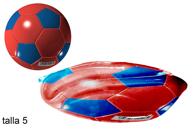 Balón cuero futbol rojo/azul Talla 5