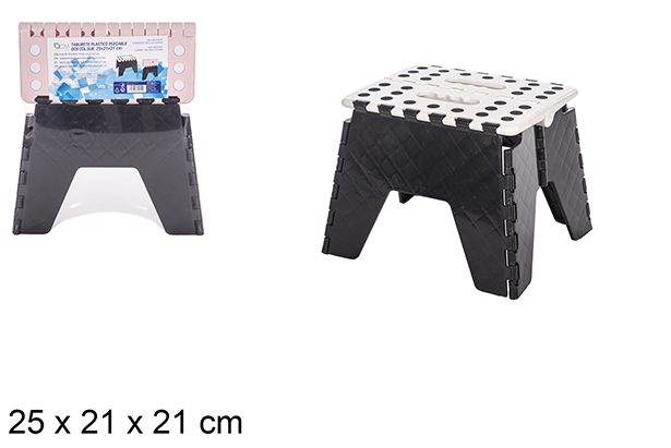 [112050] Sgabello pieghevole plastica bianco/rosa assortito 21 cm