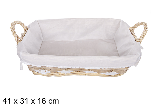 PANIER OSIER RECTANGULAIRE NATUREL/TISSU