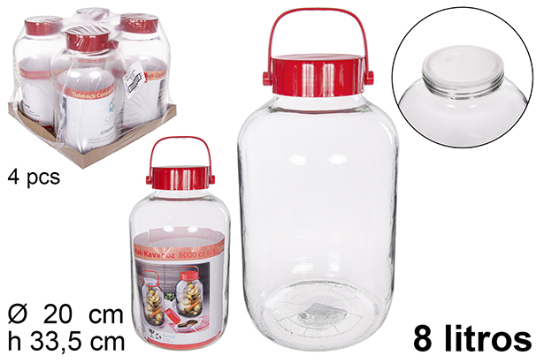 Bote cristal asa roja 8 l.
