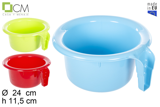 Pot en plastique avec poignée couleurs assorties
