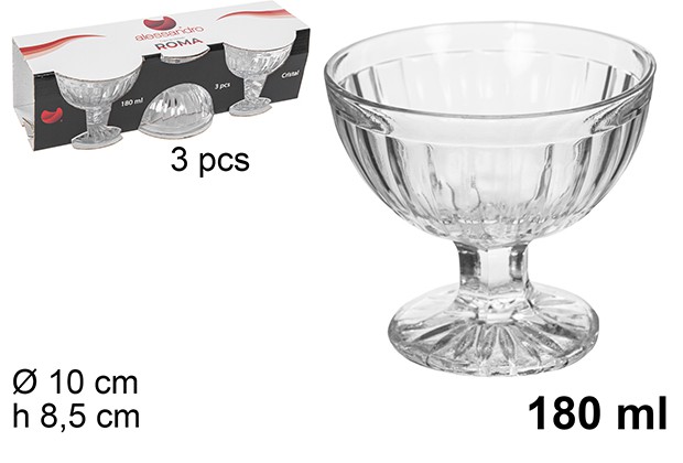 Pack 3 coupes en verre pour glace Roma 180 ml