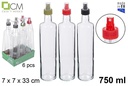 Round glass bottle with sprayer assorted colors 750 ml