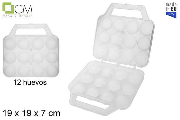 Coquetier en plastique 12 oeufs avec anses transparent