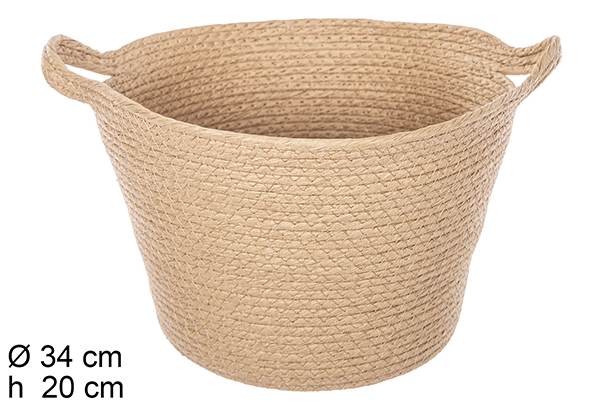 Natural color paper rope basket with handles 34x20 cm