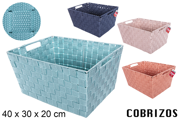 Panier en nylon couleurs fuchsia assorties 40x30 cm