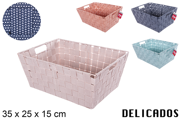 Nylon basket dots with assorted fuchsia colors 35x25 cm