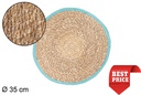 Turquoise jute edge seagrass trivet 35 cm