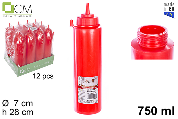 Bote kétchup plástico boca ancha 750 ml 