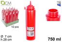 Frasco de ketchup plástico de boca larga 750 ml