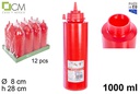 Frasco plástico de ketchup de boca larga 1 l.