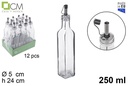 Squared glass cruet with anti-drip stopper 250 ml 