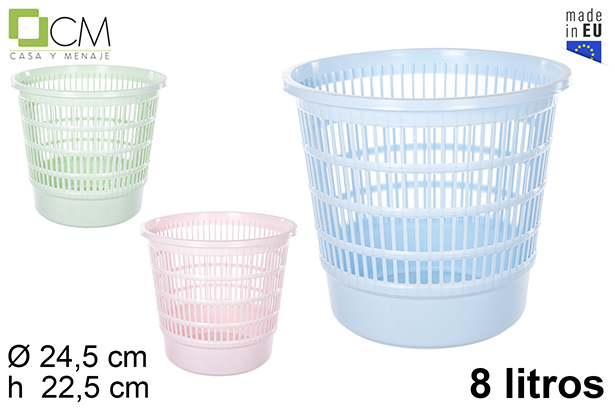 Pattumiera plastica tonda colori pastello 8 l.