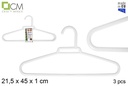 Pack 3 extra strong white plastic hangers