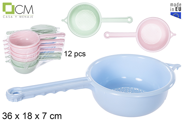 [112984] Plastic drainer with handle in pastel colors 18 cm
