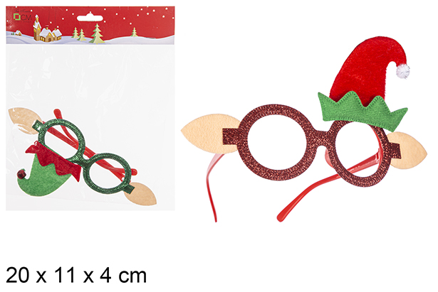 Óculos de Natal decorados com duendes cor sortida