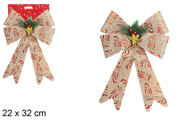Lazo Navidad decorado con piña y ángel 22x32 cm